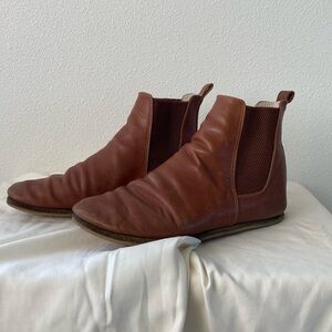 Aintap Handmade Leather Minimalist Zero Drop Brown Chelsea Boots W9/EU 40